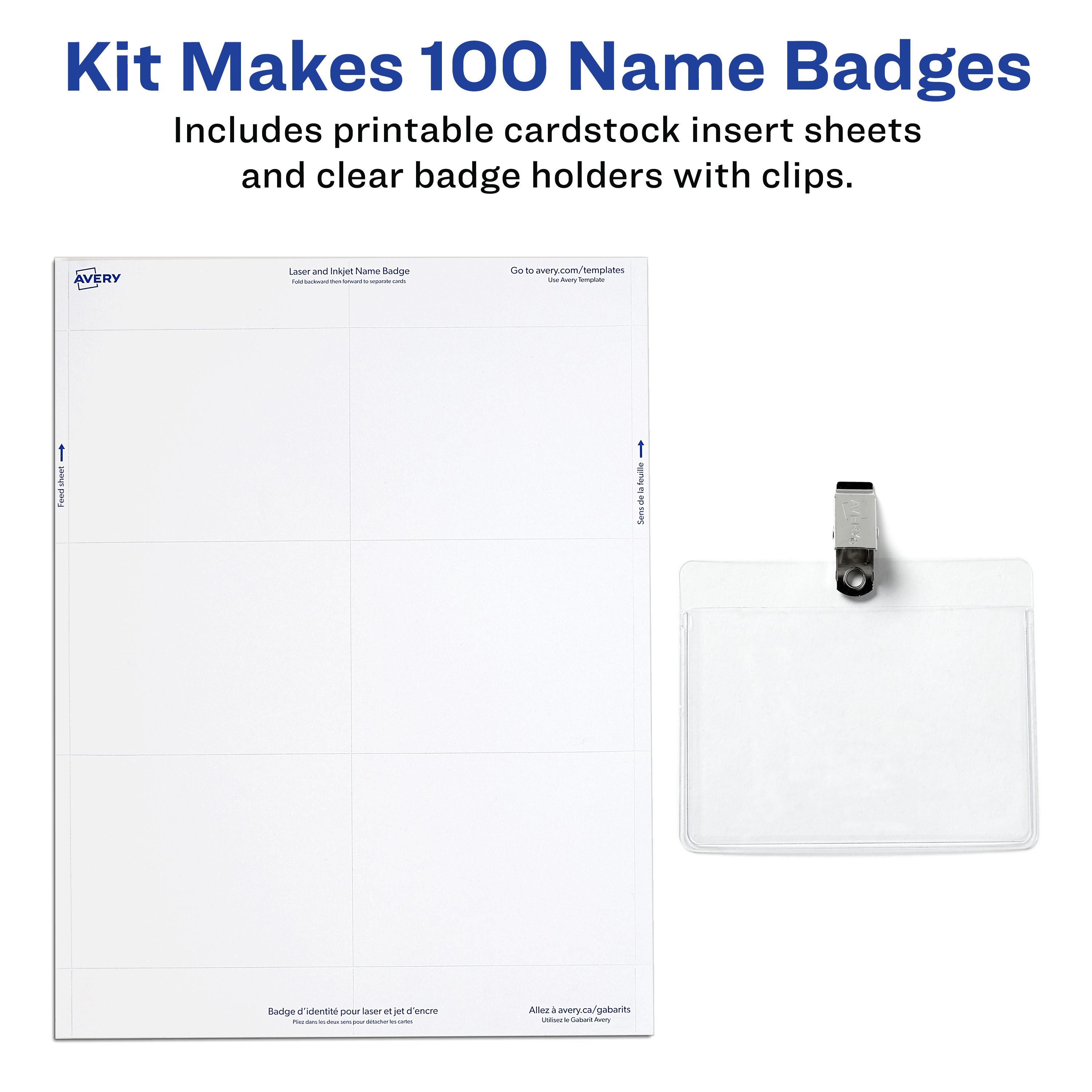 Clip Style Name Badges, 21/4" x 31/2" 74461 Avery